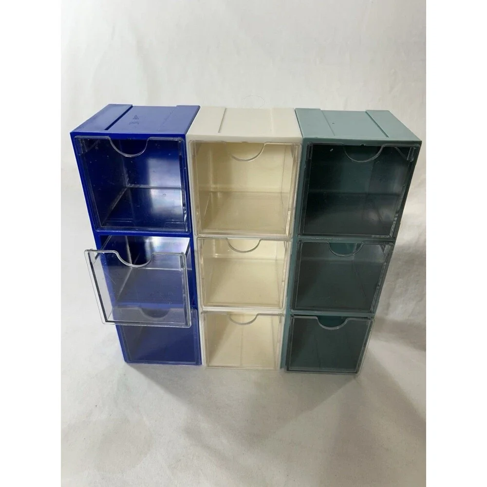 Clear Plastic 9 Drawer Storage Organizer Desktop Bathroom Makeup Craft Wall Moun